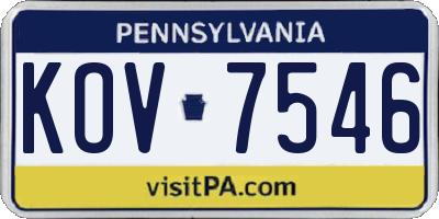 PA license plate KOV7546