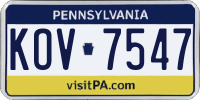 PA license plate KOV7547