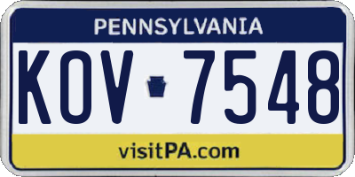 PA license plate KOV7548