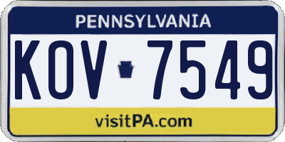 PA license plate KOV7549