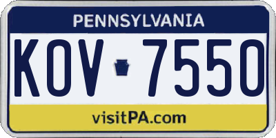PA license plate KOV7550