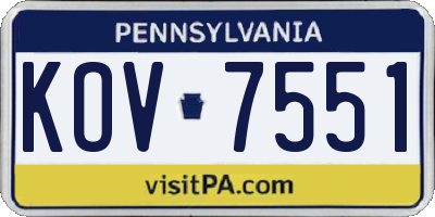 PA license plate KOV7551