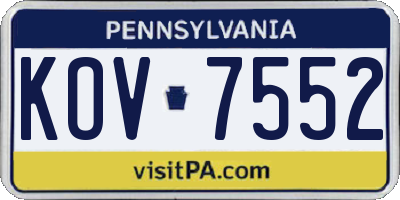 PA license plate KOV7552
