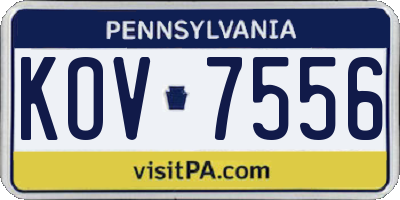 PA license plate KOV7556