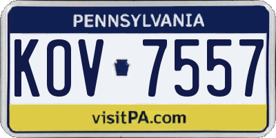 PA license plate KOV7557