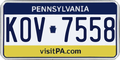 PA license plate KOV7558