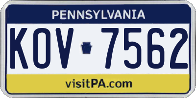PA license plate KOV7562