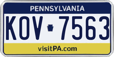 PA license plate KOV7563