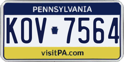 PA license plate KOV7564