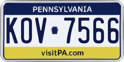PA license plate KOV7566