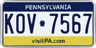 PA license plate KOV7567