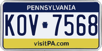 PA license plate KOV7568