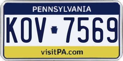 PA license plate KOV7569