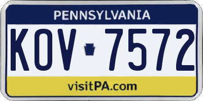 PA license plate KOV7572
