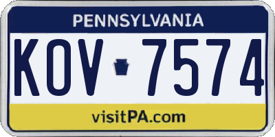 PA license plate KOV7574