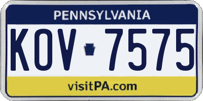 PA license plate KOV7575