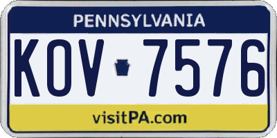 PA license plate KOV7576