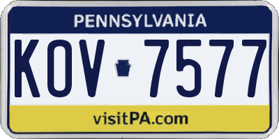 PA license plate KOV7577