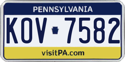 PA license plate KOV7582