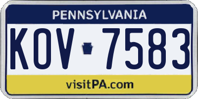PA license plate KOV7583