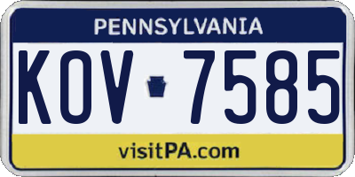 PA license plate KOV7585