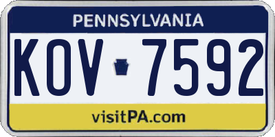 PA license plate KOV7592