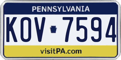 PA license plate KOV7594