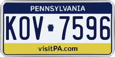 PA license plate KOV7596
