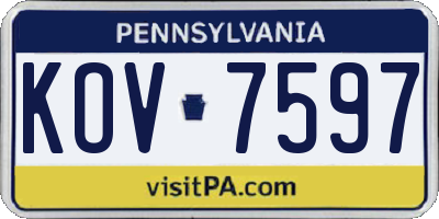 PA license plate KOV7597