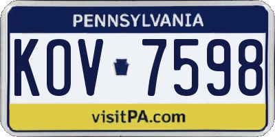 PA license plate KOV7598
