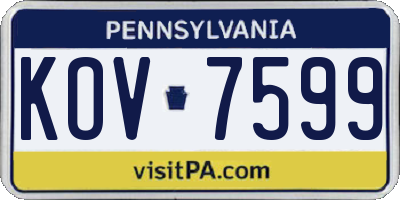 PA license plate KOV7599