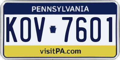 PA license plate KOV7601