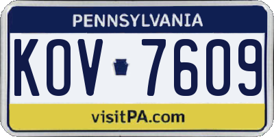 PA license plate KOV7609