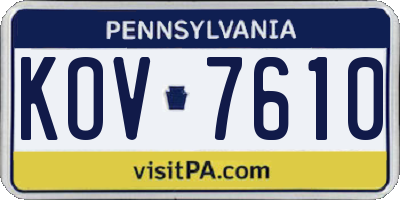 PA license plate KOV7610