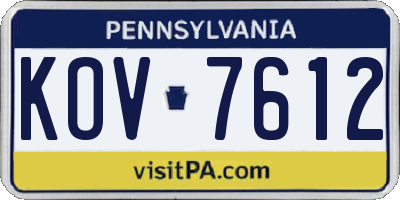 PA license plate KOV7612