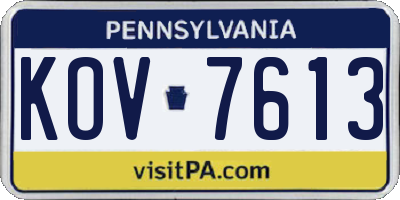PA license plate KOV7613