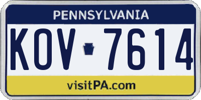 PA license plate KOV7614