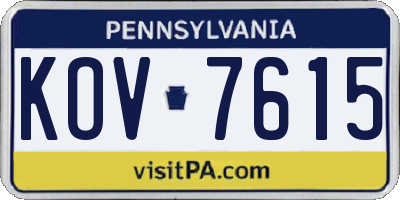 PA license plate KOV7615