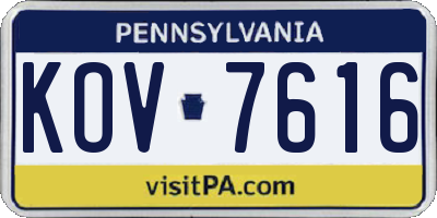 PA license plate KOV7616