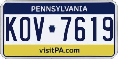 PA license plate KOV7619