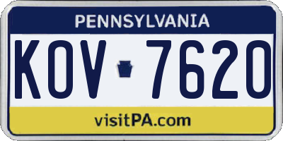 PA license plate KOV7620