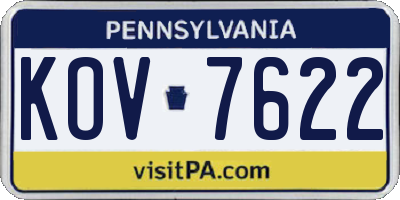 PA license plate KOV7622