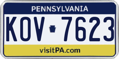 PA license plate KOV7623