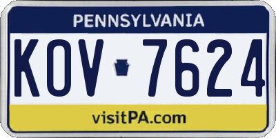 PA license plate KOV7624