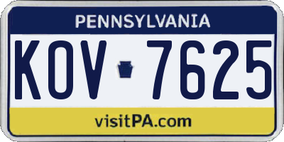 PA license plate KOV7625