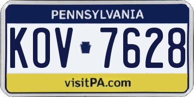 PA license plate KOV7628