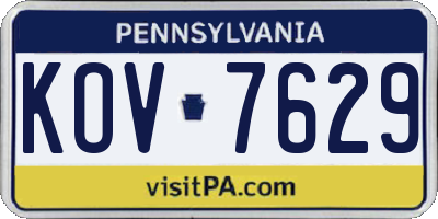 PA license plate KOV7629