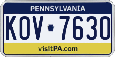 PA license plate KOV7630
