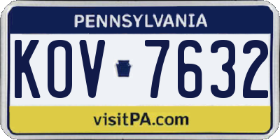 PA license plate KOV7632