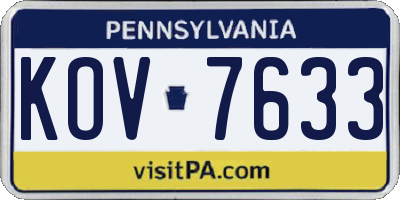PA license plate KOV7633